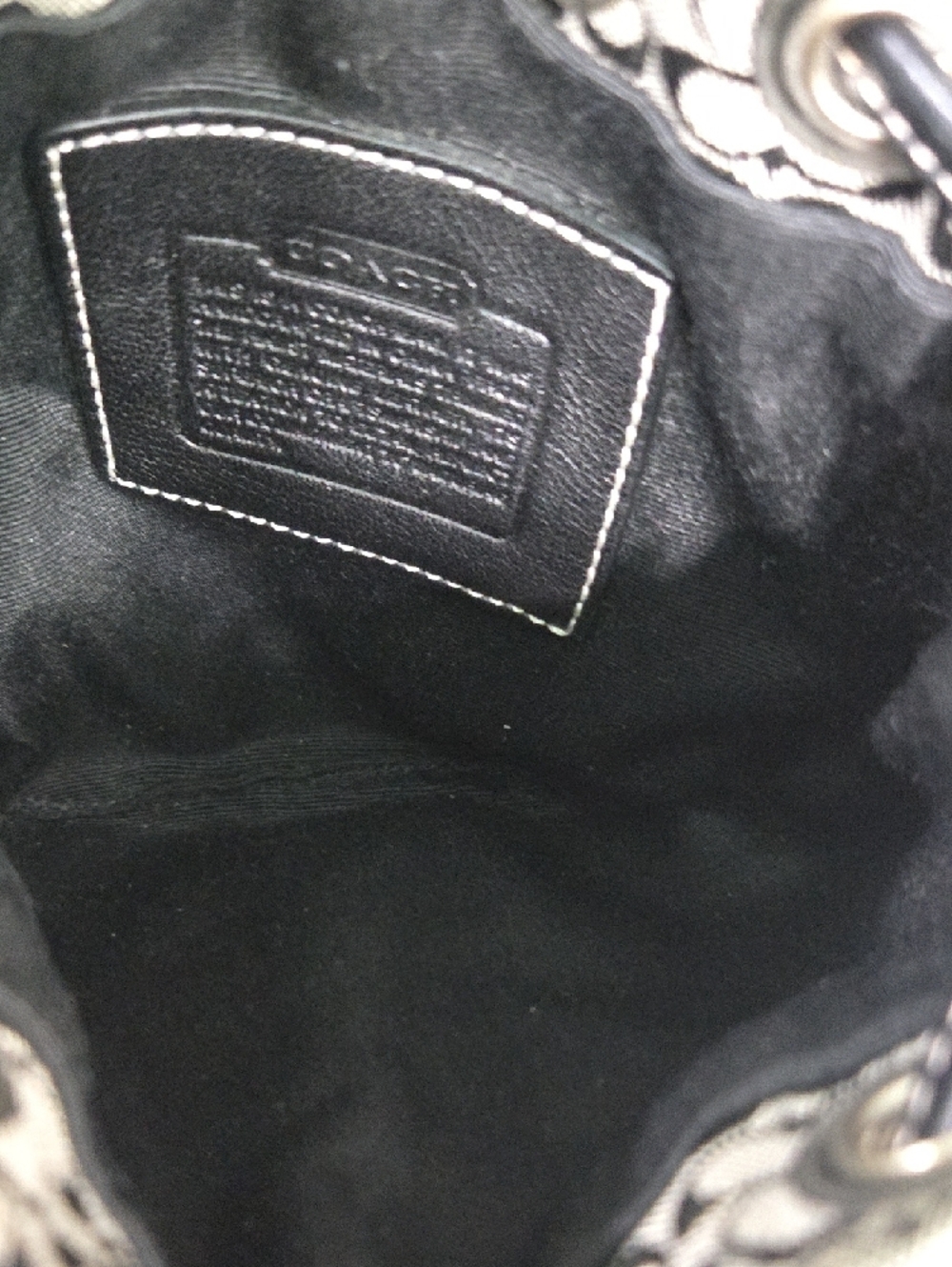 Like New! Coach Black & Gray Signature Drawstring Mini Bag - Picture 9 of 12